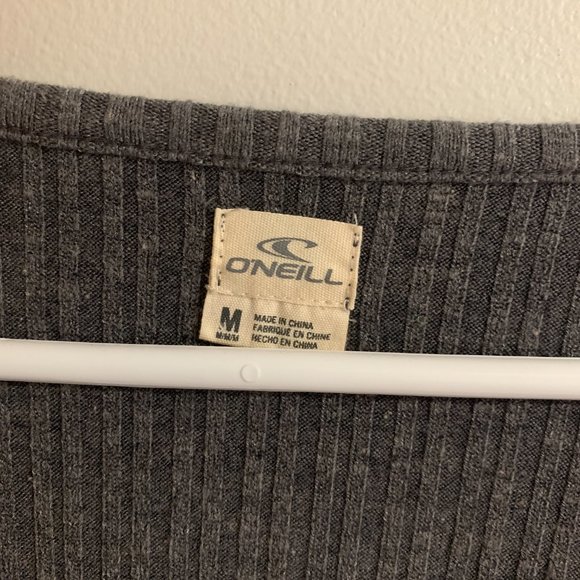 Grey O'Neill Women's V Neck Long Sleeve Top Ribbed - Picture 4 of 4